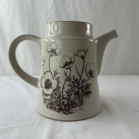 Noritake Stoneware 8341 Coffee Pot Without Lid Mexican Poppy Desert Flowers  Vtg - Picture 1 of 10
